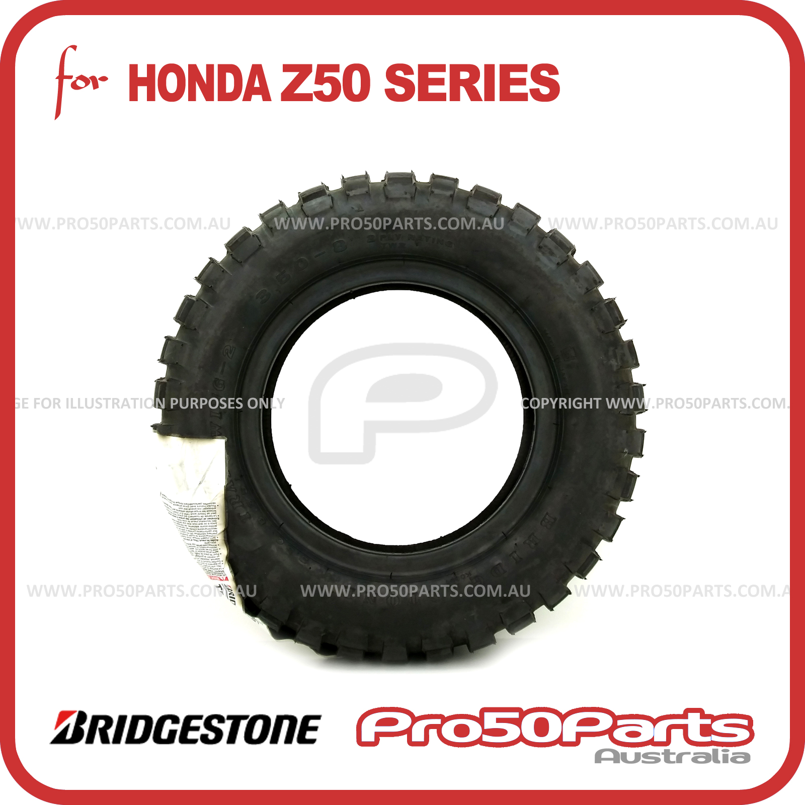 Pair Of Bridgestone TW2 Trail-Wing Tyres – 3.50-8 – Fits Honda Z50A, Z50JZ, Z50R