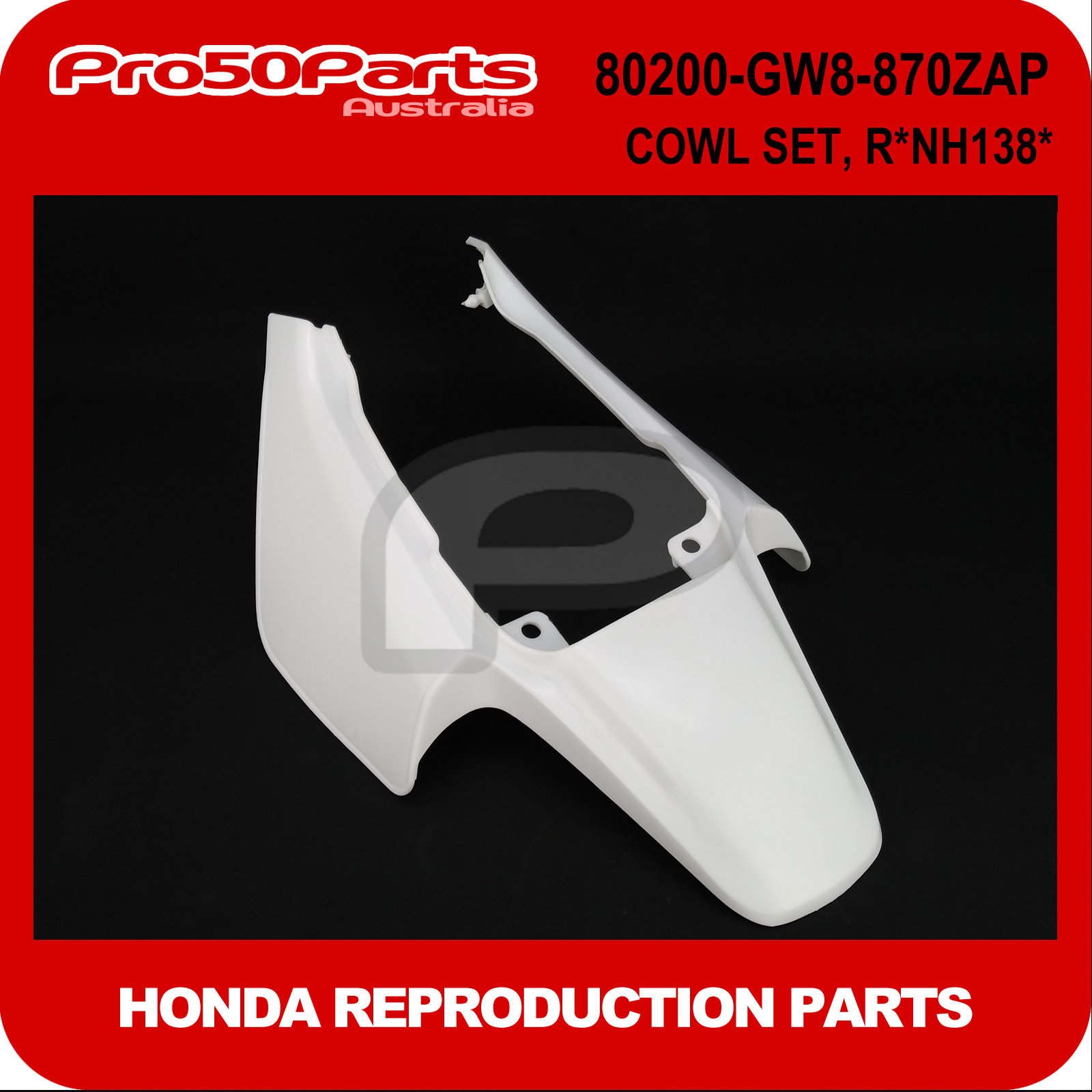 White ABS Plastic Body Kit (Rear Cowl & Fender) For Honda Z50R Mini Trail (1988-1999)