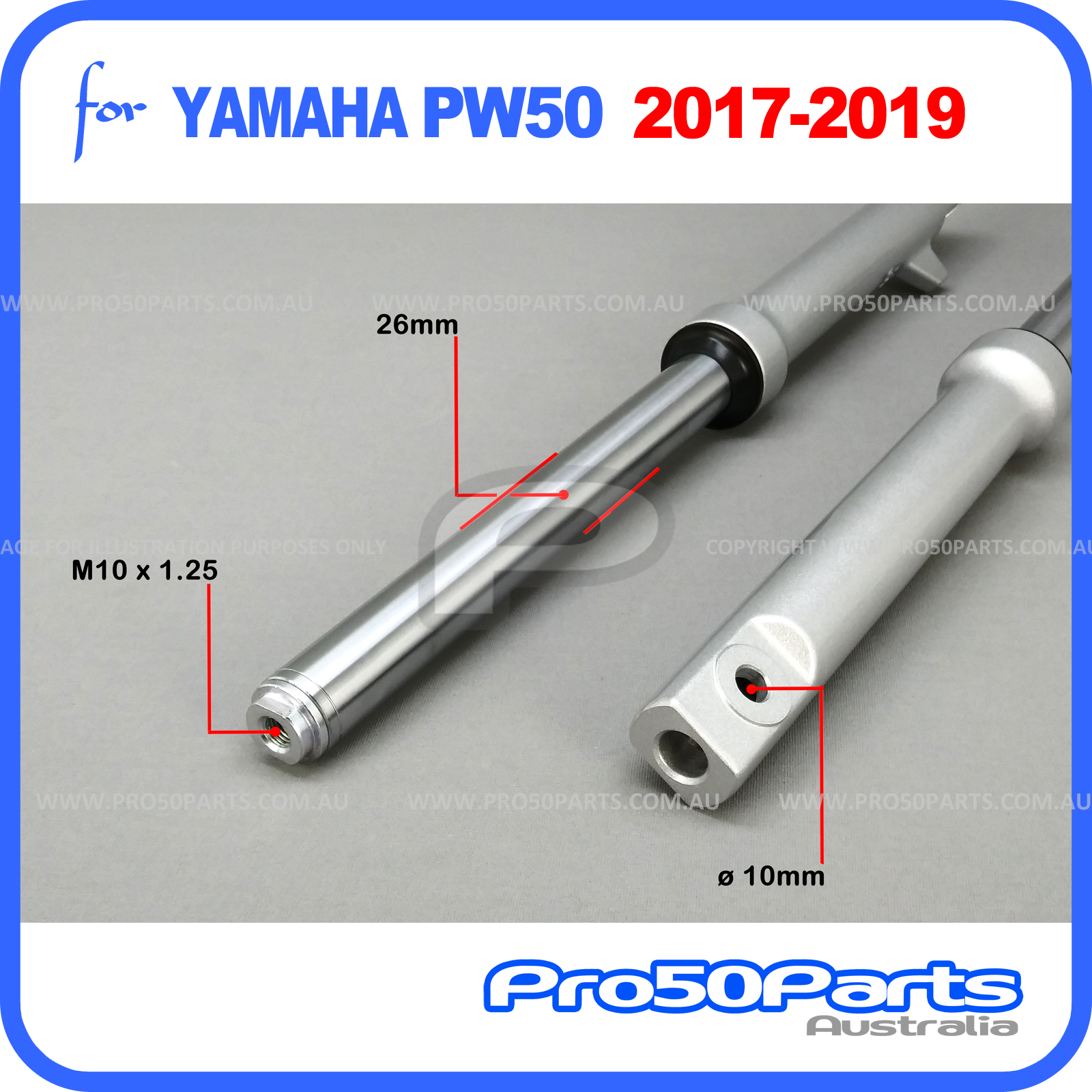 (PW50) Front Fork Suspension Assy, Blue (20172019)