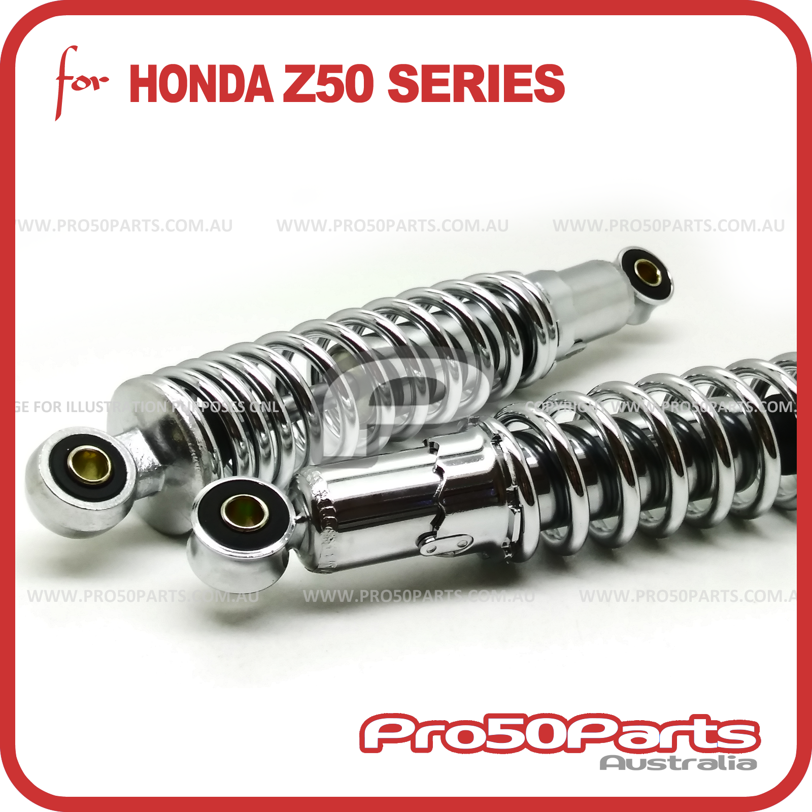 Pair Of Rear Shock Absorbers For Honda Monkey Z50 & Similar Mini Motorcycles - 280mm Length, 50mm Spring, Scooter Suspension