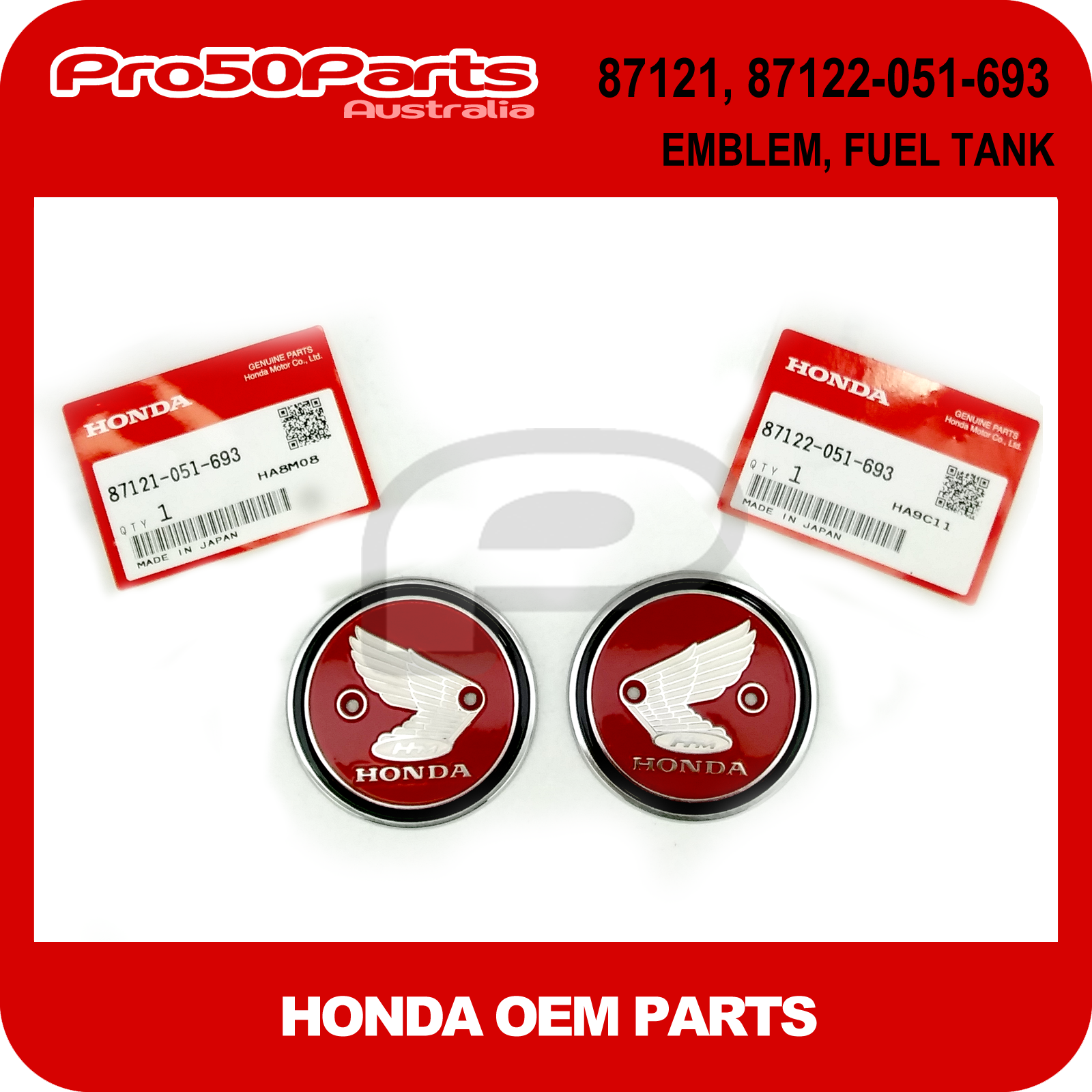 HONDA Monkey Z50A Genuine Tank Emblem Left and Right with Screw Japan DHL F/S 