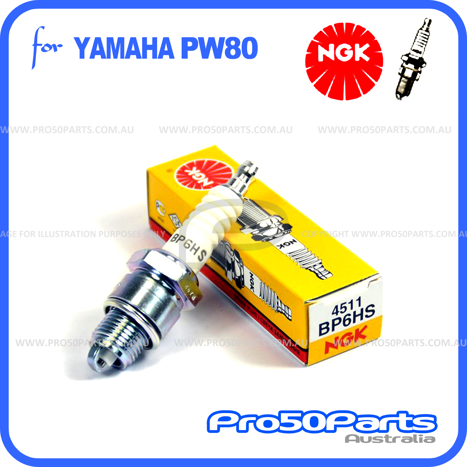 NGK Spark Plug FOR  YAMAHA 80 PW80K BP6HS x1 4511