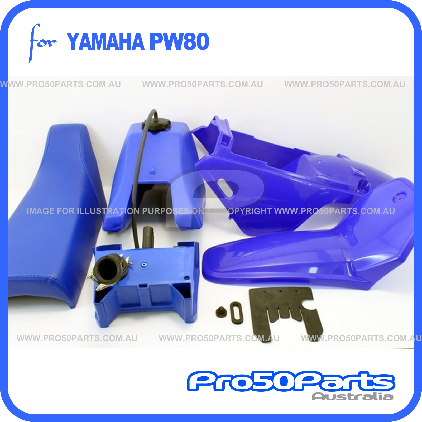 BLUE Plastic Fender Kit Body Cover Fuel Tank Seat Fairing Yamaha PW80 PY80
