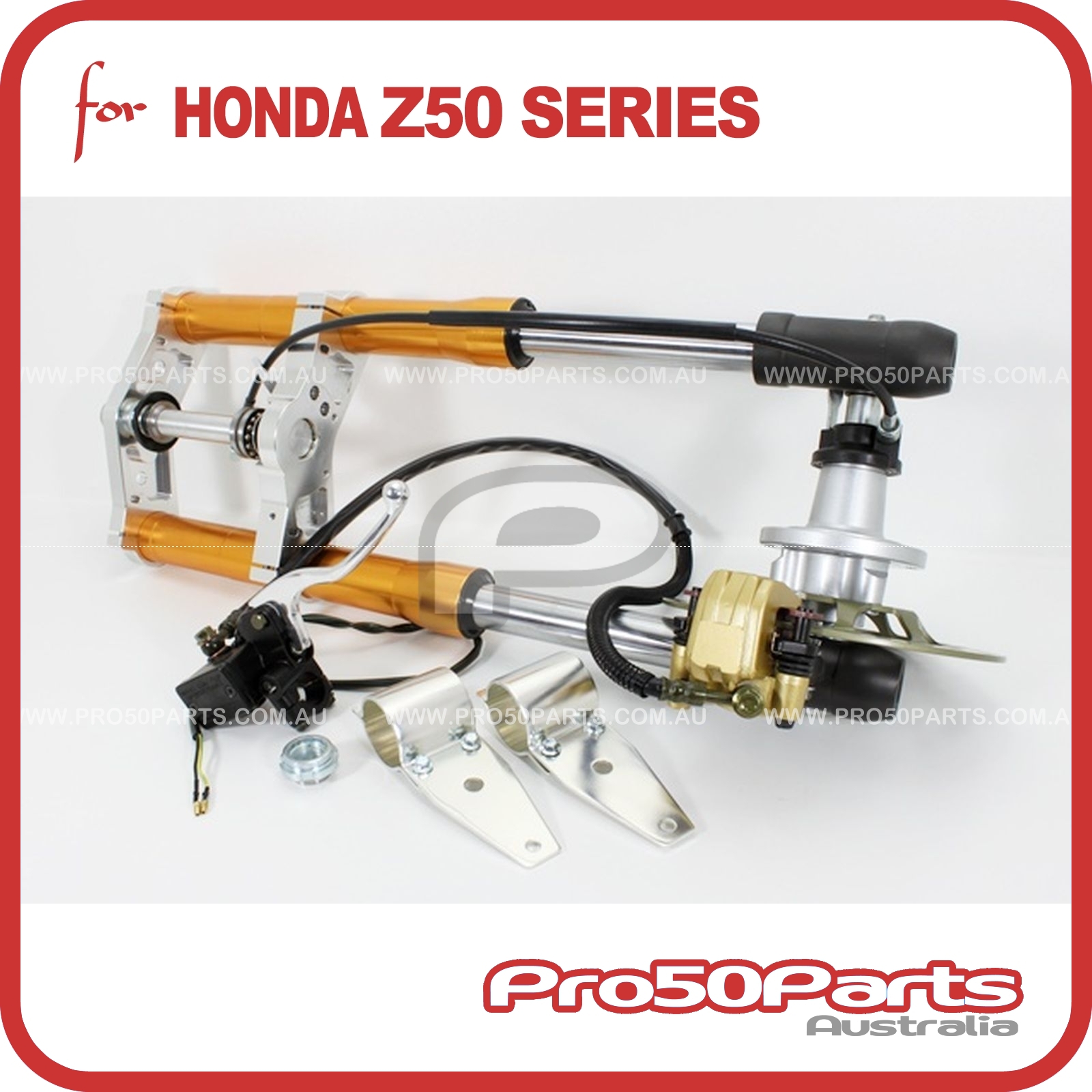 Aftermarket Honda Monkey Z50 Front Fork Upside Down Disk Brake setup