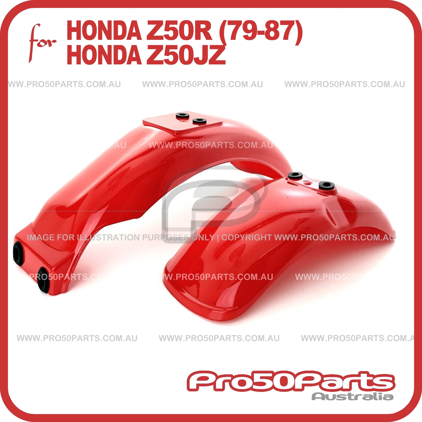 Red Plastics Fenders Covers Fairings for Honda Monkey Z50 Z50R 50J Bikes Skyteam