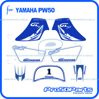 (PW50) - Sticker Decal Graphics Set A (Blue)