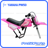 (PW50) - Package of Plastics Fender Cover, Fuel Tank (Hot Pink), Seat (Black) + Decal (GTMOTO) + Bolt