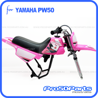 (PW50) - Package Of Plastics Fender Cover, Fuel Tank (Hot Pink), Seat (Black) + Decal (Pro50) + Bolt