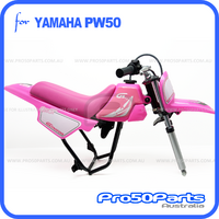 (PW50) - Package of Plastics Fender Cover, Fuel Tank, Seat (Hot Pink) + Decal (GTMOTOR) + Bolt