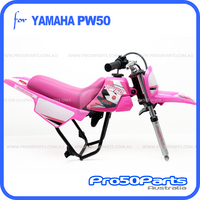 (PW50) - Package Of Plastics Fender Cover, Fuel Tank, Seat (Hot Pink) + Decal (Pro50) + Bolt