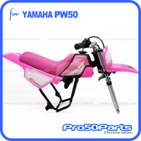 (PW50) - Package Of Plastics Fender Cover (Hot Pink), Fuel Tank (Black), Seat (Pink) + Decal (Gtmoto) + Bolt