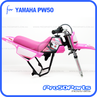 (PW50) - Package Of Plastics Fender Cover (Hot Pink), Fuel Tank (Black), Seat (Pink) + Decal (Pro50) + Bolt