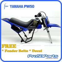 (PW50) - Package Of Plastics Fender Cover (Blue), Fuel Tank (Black), Seat (Black) + Decal (Monster) + Bolt Kit