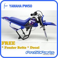 (PW50) - Package Of Plastics Fender Cover (Blue), Fuel Tank (Black), Seat (Blue) + Decal (Pro50 Blue) + Bolt Kit