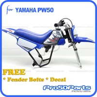(PW50) - Package Of Plastics Fender Cover (Blue), Fuel Tank (Black), Seat (Blue) + Decal (Pro50 Grey) + Bolt Kit