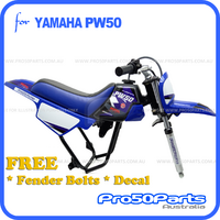 (PW50) - Package Of Plastics Fender Cover (Blue), Fuel Tank (Black), Seat (Black/Blue) + Decal (Pro50 Blue) + Bolt Kit