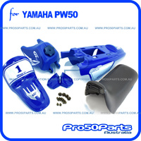 (PW50) - Package Of Plastics Fender Cover (Blue), Fuel Tank (Blue), Seat (Black) + Decal (Gtmotor) + Bolt Kit