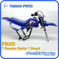 (PW50) - Package Of Plastics Fender Cover, Fuel Tank, Seat (All Blue) + Free Gift (Pro50 Blue Decal + Bolt)