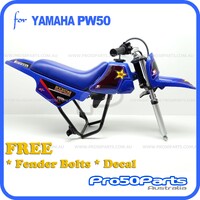 (PW50) - Package Of Plastics Fender Cover, Fuel Tank, Seat (All Blue) + Decal (Rockstar) + Bolt Kit