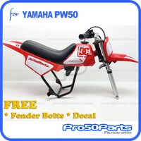 (PW50) - Package Of Plastics Fender Cover (Red), Fuel Tank (Red), Seat (Black) + Decal (Dc) + Bolt