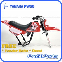 (PW50) - Package Of Plastics Fender Cover (Red), Fuel Tank (Red), Seat (Black) + Decal (Pro50 Red) + Bolt
