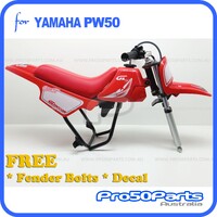 (PW50) - Package Of Plastics Fender Cover, Fuel Tank, Seat (All Red) + Decal (Gtmotor) + Bolt