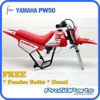 (PW50) - Package Of Plastics Fender Cover, Fuel Tank, Seat (All Red) + Free Gift (Bolt + Dc Decal Sticker)