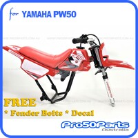 (PW50) - Package Of Plastics Fender Cover, Fuel Tank, Seat (All Red) + Decal (Pro50 Red) + Bolt