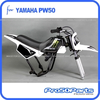 (PW50) - Package Of Plastics Fender Cover (White), Fuel Tank (Black), Seat (Black) + Freebies (Fender Bolt, Monster Decal)