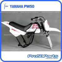 (PW50) - Package Of Plastics Fender Cover (White), Fuel Tank (Black), Seat (Black) + Freebies (Fender Bolt, Dc Style  Decal)