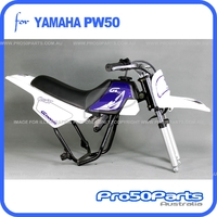 (PW50) - Package Of Plastics Fender Cover (White), Fuel Tank (Black), Seat (Black) + Freebies (Fender Bolt, Gt Blue Style Decal)