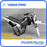 (PW50) - Package Of Plastics Fender Cover (White & Black), Fuel Tank (Black), Seat (Black) + Freebies (Fender Bolt, Monster Decal)