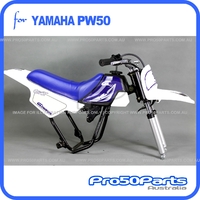 (PW50) - Package Of Plastics Fender Cover (White), Fuel Tank (Black), Seat (Blue) + Freebies (Fender Bolt, Gt Blue Decal)