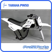 (PW50) - Package of Plastics Fender Cover (White + Black), Fuel Tank (White), Seat (Black) + FREEBIES (Fender Bolt, GT Black Style Decal)