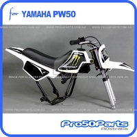 (PW50) - Package Of Plastics Fender Cover (White + Black), Fuel Tank (White), Seat (Black) + Freebies (Fender Bolt, Monster Style Decal)