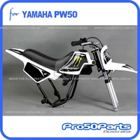 (PW50) - Package of Plastics Fender Cover (White + Black), Fuel Tank (White), Seat (Black) + FREEBIES (Fender Bolt, Monster Style Decal)
