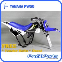 (PW50) - Package Of Plastics Fender Cover (White & Blue), Fuel Tank (Black), Seat (Blue) + Decal (Monster) + Bolt