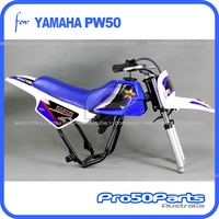 (PW50) - Package Of Plastics Fender Cover (White & Blue), Fuel Tank (Blue), Seat (Blue) + Freebies (Fender Bolt, Rockstar Decal)