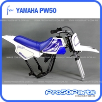 (PW50) - Package Of Plastics Fender Cover (White & Blue), Fuel Tank (White), Seat (Blue) + Freebies (Fender Bolt, Gt Blue Decal)