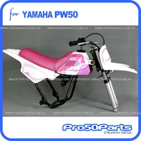 (PW50) - Package Of Plastics Fender Cover (White & Pink), Fuel Tank (White), Seat (Pink) + Freebies (Fender Bolt, Gt Pink Decal)