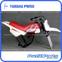 (PW50) - Package Of Plastics Fender Cover (White), Fuel Tank (Red), Seat (Red) + Freebies (Fender Bolt, Dc Decal)