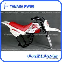 (PW50) - Package Of Plastics Fender Cover (White & Red), Fuel Tank (White), Seat (Red) + Freebies (Fender Bolt, Dc Decal)