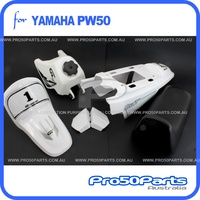 (PW50) - Package Of Plastics Fender Cover (White), Fuel Tank (White), Seat (Black) + Decal (Gtmotor) + Bolt