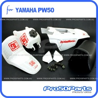 (PW50) - Package Of Plastics Fender Cover (White), Fuel Tank (White), Seat (Black) + Decal (Dc) + Bolt