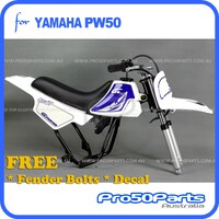 (PW50) - Package Of Plastics Fender Cover (White), Fuel Tank (White), Seat (Black) + Decal (Gtmotor) + Bolt