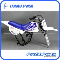 (PW50) - Package Of Plastics Fender Cover (White), Fuel Tank (White), Seat (Blue) + Freebies (Fender Bolt, Gt Blue Decal)