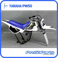 (PW50) - Package Of Plastics Fender Cover (White), Fuel Tank (White), Seat (Blue) + Freebies (Fender Bolt,, Monster Energy Decal)