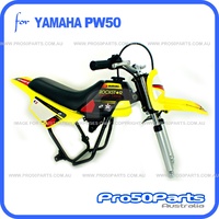 (PW50) - Package Of Plastics Fender Cover (Yellow), Fuel Tank (Black), Seat (Black) + Decal (Rockstar) + Bolt