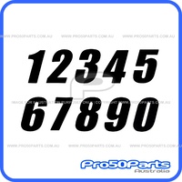 (PW50) - Racing Number Sticker Decal Set (Black, 0-9, 75mm Height)