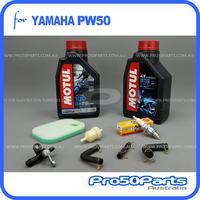 (PW50) - Service Kit 3 (Inc. Air Filter, Fuel Filter, Fuel Hose, Fuel Cock, Spark Plug, 2T Oil, Transmission Oil)